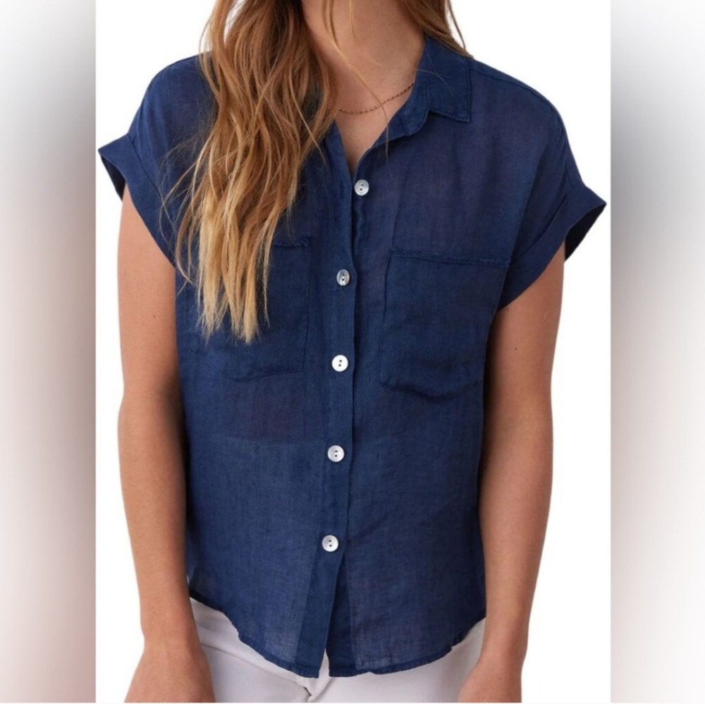 BELLA DAHL Short Sleeve Two Pocket Shirt in Summer Night